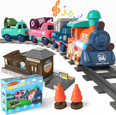 Electric Train Set for Toddlers & Kids W/Music, Lights & Tracks - First Choo Cho