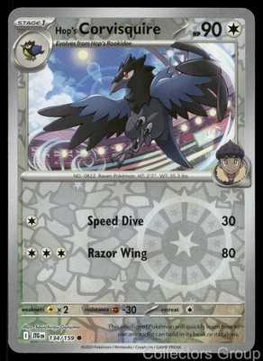 HOP'S CORVISQUIRE 134/159 COMMON JOURNEY TOGETHER POKEMON REVERSE HOLO NEAR MINT