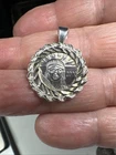 .999 Fine Silver Millennium Head Of Liberty Eagle USA 2000 Coin w SS Rope Bezel
