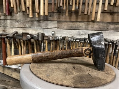 Dark Swirling Dual Peen Forging Hammer/ Hand Forged 4140 Steel/ 2 3/8 Pounds