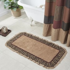 Bathmat Maisie Primitive 27x48 Rect Cotton Ruffled Check Bath Decor VHC Brands