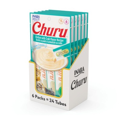 INABA Churu Creamy, Lickable Purée Cat Treat w Taurine, 0.5 oz, 24 Tubes,