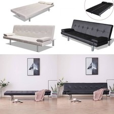 Schlafsofa Ecksofa Sofa Schlafcouch 3 Sitzer Kunstleder Couch Sofabett Kissen