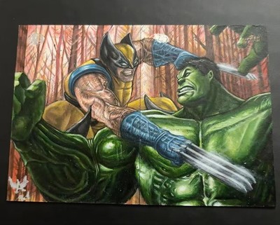 2018 Marvel Ant-Man and the Wasp Sketch Auto 1/1 Wolverine Vs Hulk