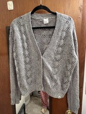 Abercrombie Kids size 15/16 Cardigan Sweater Gray Academia