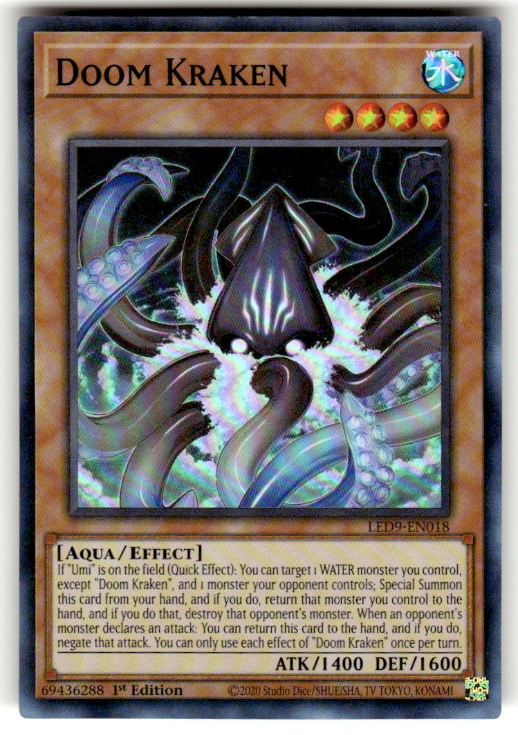 Doom Kraken LED9-EN018 Super Rare Yu-Gi-Oh 1st Edition Near Mint