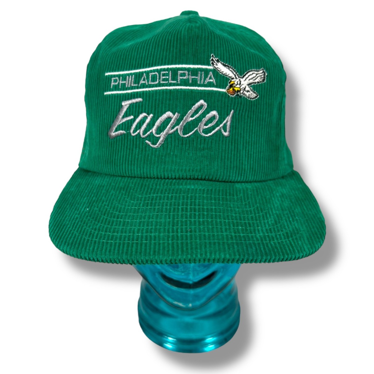 POLO 緑 ロゴ バケハ vintage ネイビー y2k アーカイブ 激レア Vintage Annco Philadelphia Eagles Corduroy Script Snapback Hat