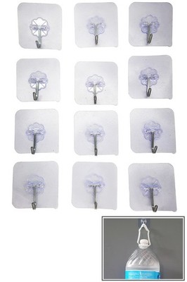 12-Pack Super Sticky Adhesive Hooks - Stainless Steel Hooks Hold Up To 8 lbs