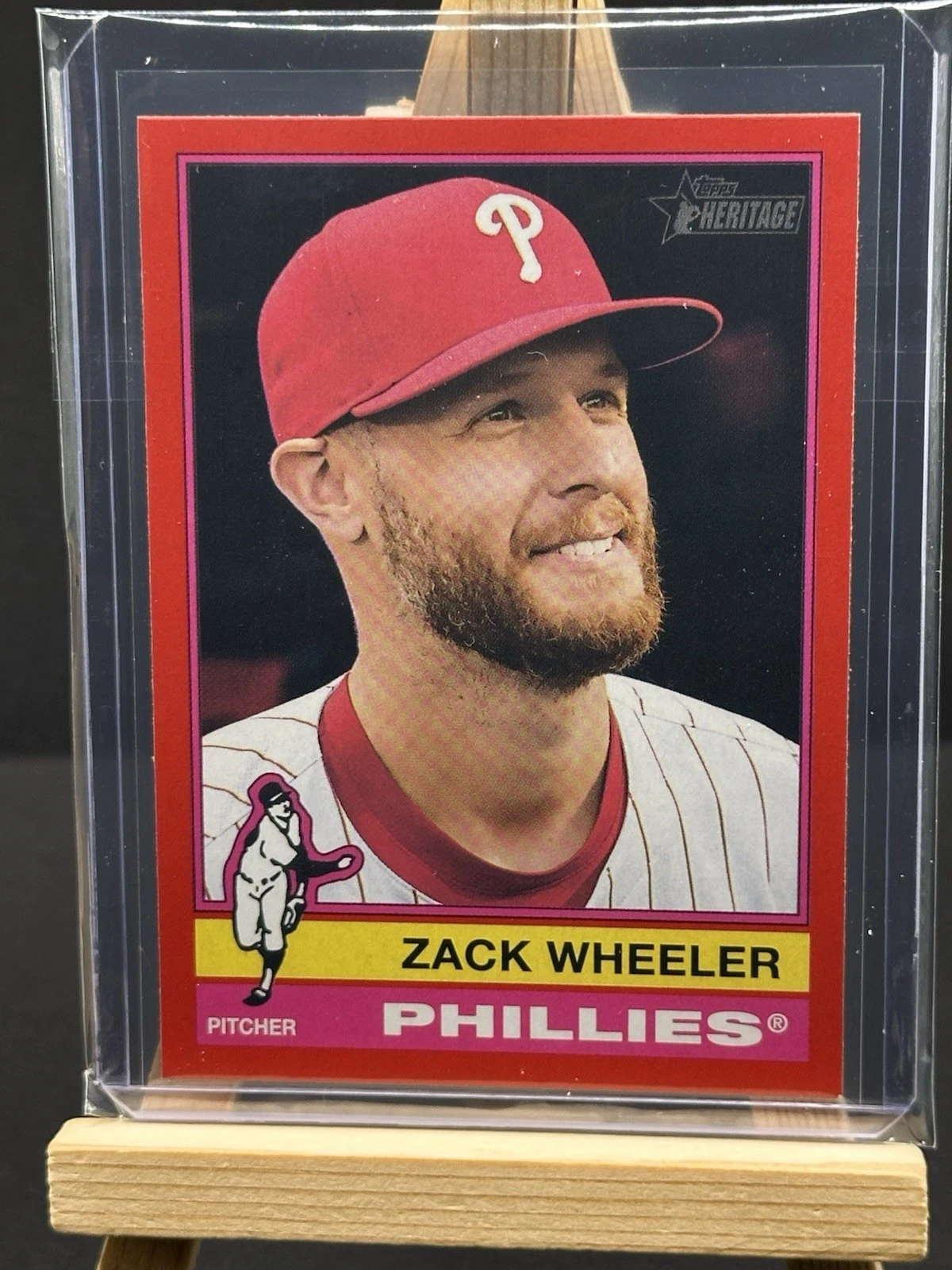 Zack Wheeler 2025 Topps Heritage Red Border SP #65 Philadelphia Phillies
