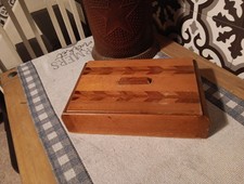 VINTAGE MCM CEDAR & OTHER MIXED WOOD WOODEN BOX TRINKET JEWELRY BOX