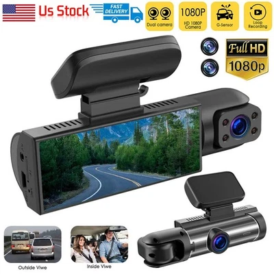 1080P Front And Inside Camera Video Recorder G-Sensor Dual Lens Car DVR Dash Cam