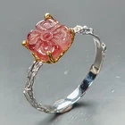 Gemstone Carving Natural Tourmaline Ring 925 Sterling Silver Size 8 /R468229