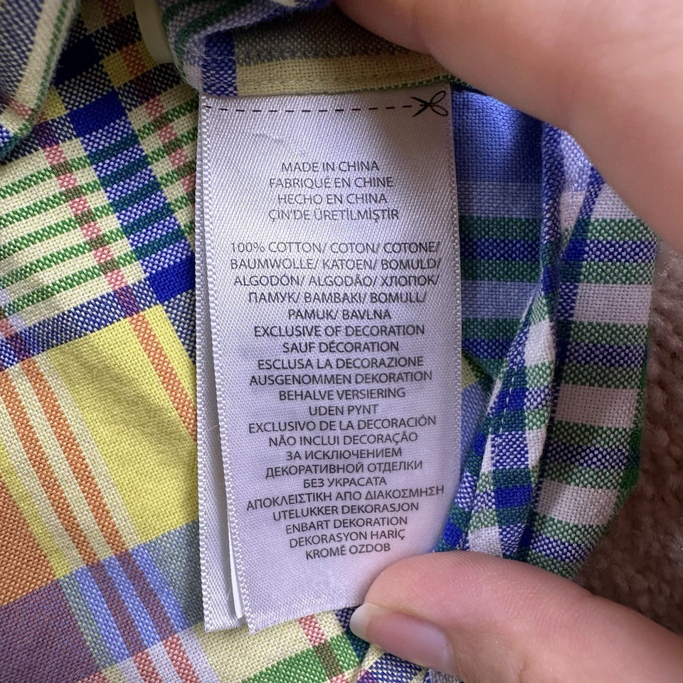 Ralph Lauren Mens L Tall Classic Yellow & Blue Summer Madras Button Down Shirt - Image 4 of 4