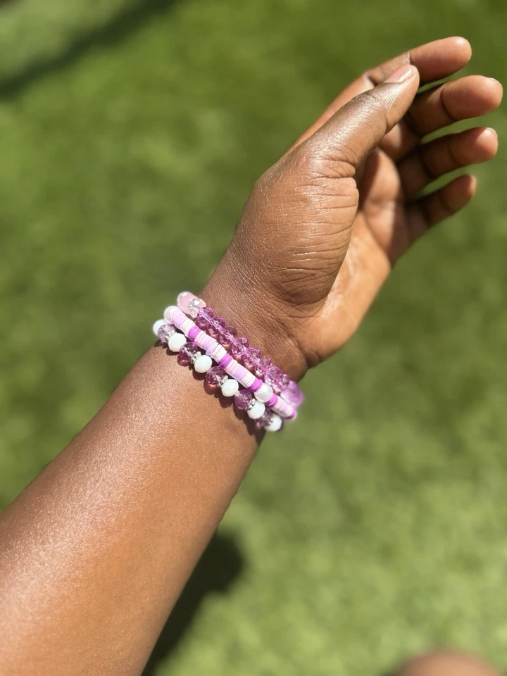 8-9毫米手工女式串珠手链弹力丙烯酸玻璃粘土珠套装 — 第 2/4 张图片