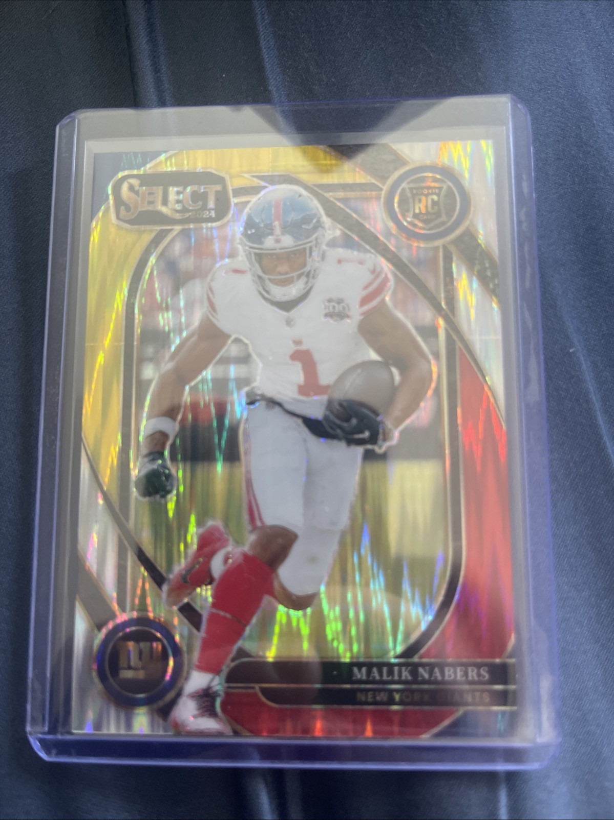 2024 Panini Select - Club Level Malik Nabers #220 Red & Yellow Shock Prizm (RC)
