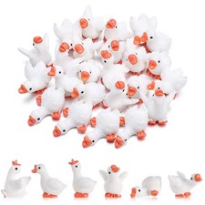 30pcs Mini Resin Goose Figurines, Tiny Desk White Goose Statue, Miniature Por...