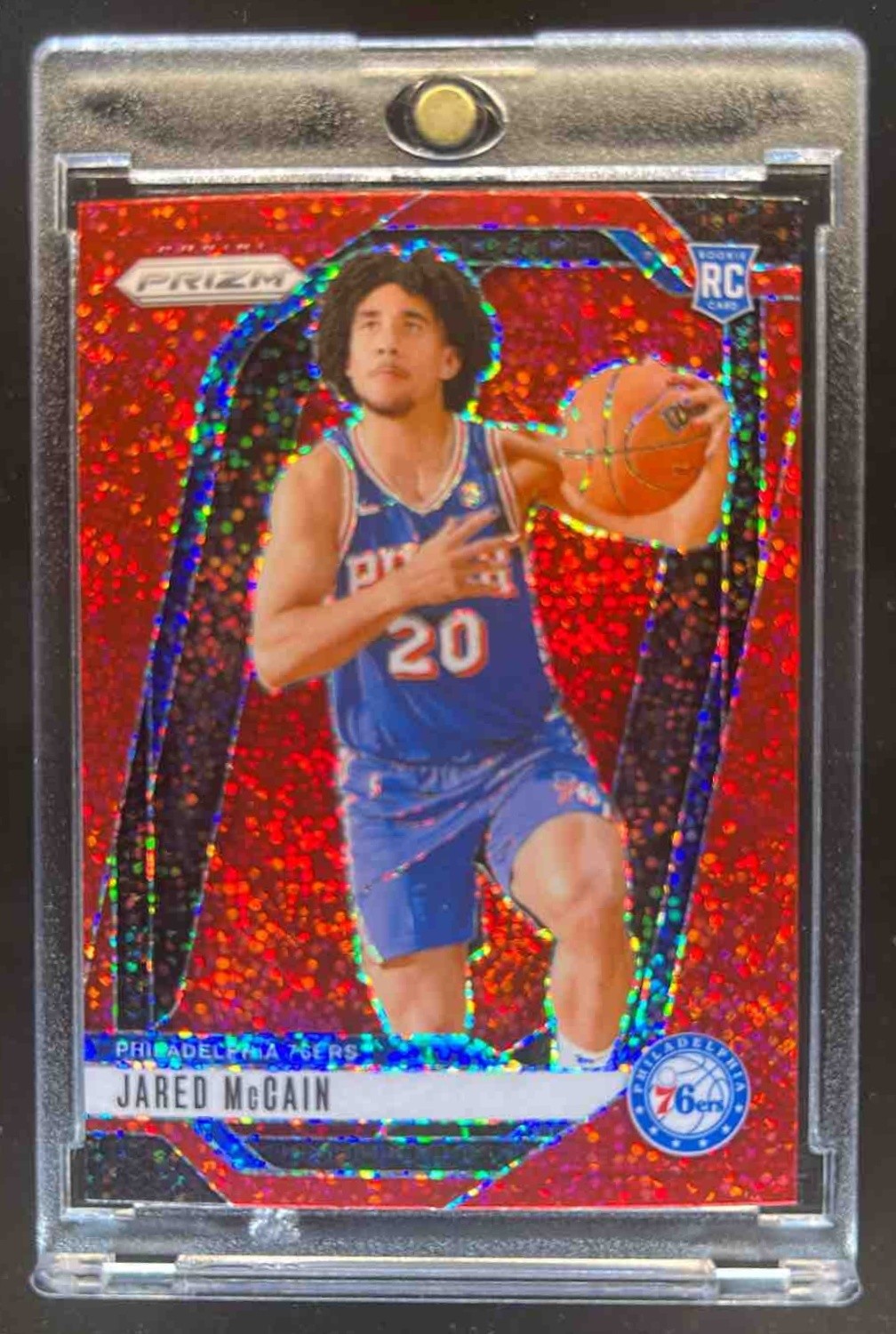 2024-25 Prizm Jared McCain RC Red Sparkle Rookie #222 76ers