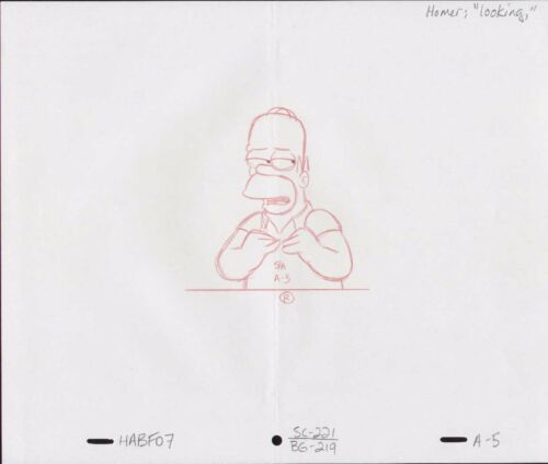 THE SIMPSONS HOMER SIMPSON ORIGINAL ANIMATION ART PRODUCTION DRAWING FOX TV SHOW - Picture 1 of 1