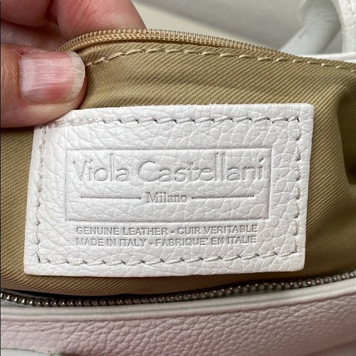 Viola Castellani White Leather Satchel Shoulder Bag with Stud and Chain Detail - Picture 8 of 14