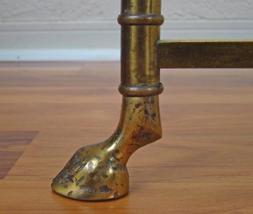 Italian Neo-Classical Regency Hoof Footed Oval Brass & Glass Cocktail Table - Picture 11 of 12
