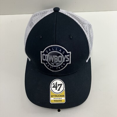 Dallas Cowboys 47 Baseball Cap Schwarz Weiß Verstellbar Jugend Neu