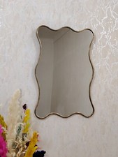 Curvy Bathroom Mirror Brass Italian Wavy Mirror Asymmetrical Handamde Mirror