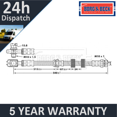 Fits VW Polo Skoda Fabia Seat Ibiza Brake Hose Front Borg & Beck