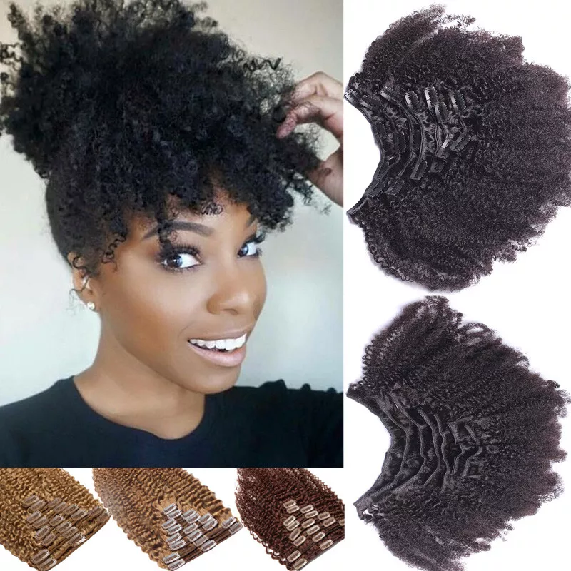 Kinky clip in top hair extensions 4c