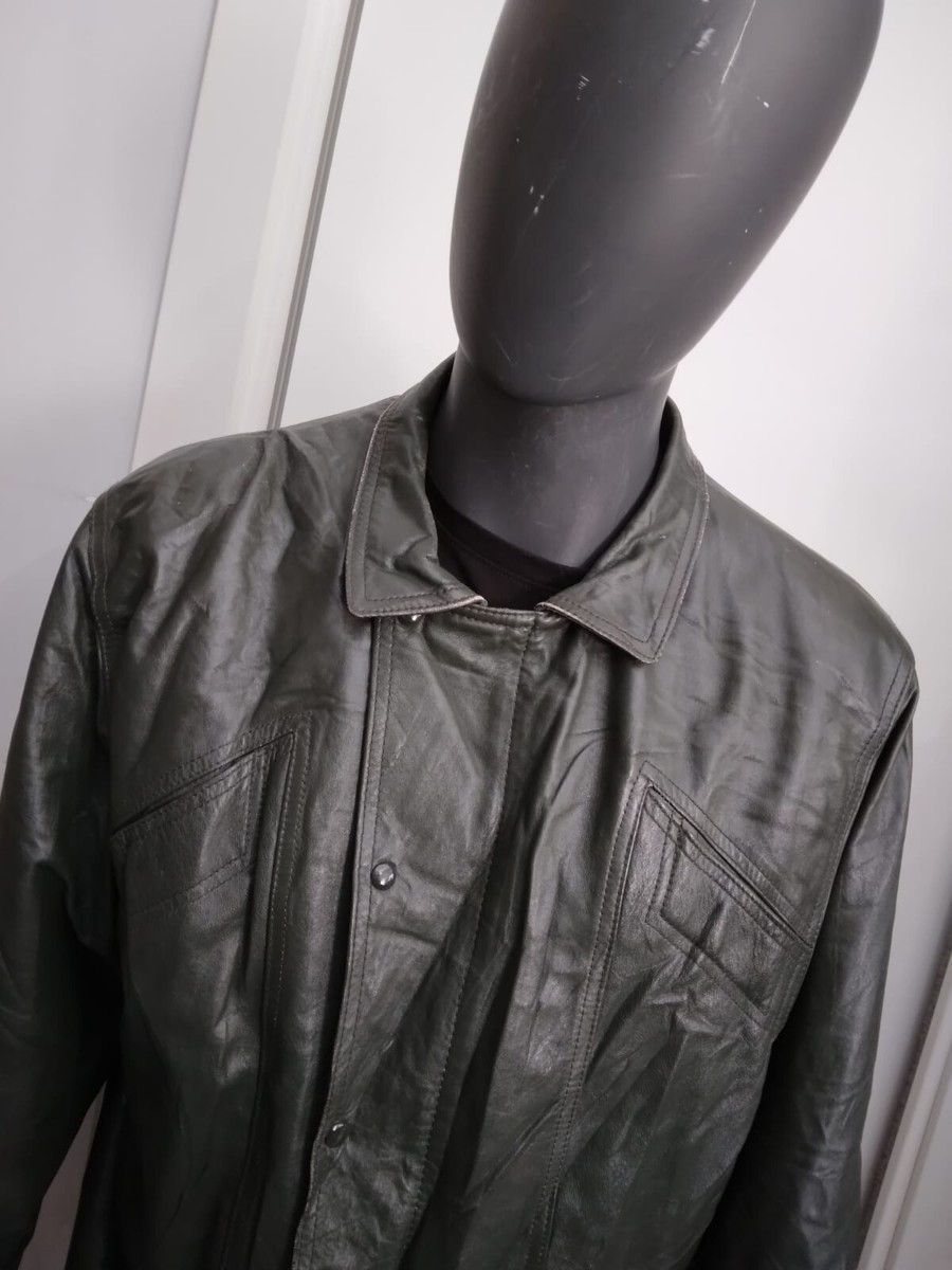 Real Leather Jacket Used Men Size L Dark Green XYC840L | eBay Real Leather Jacket Used Men Size L Dark Green XYC840L | eBay