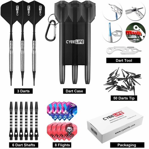 Dardo punta suave de tungsteno 18 g + 30 puntas + 6 ejes de aluminio + 18 vuelos + estuche de dardos - Imagen 7 de 7