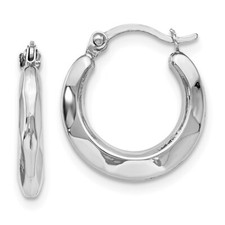 14K White Gold Polished Hinged Hoop Earrings 0.56gm L-14mm, W-15mm