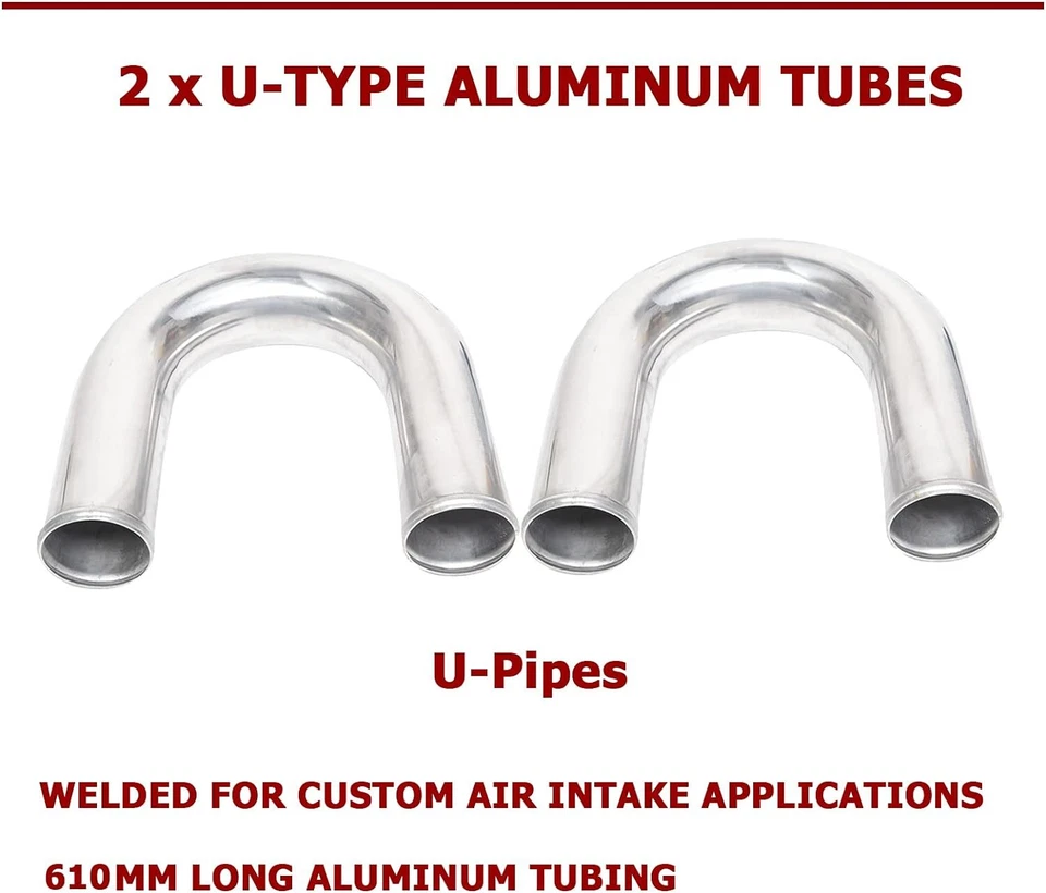 3" Inch Turbo Intercooler Aluminum w/U Pipe Silicone Coupler Clamp Kit - Image 4 of 4