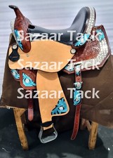 Western Leather Barrel Horse Saddle Tack Set 10" to 18" Crystal Free Shipping