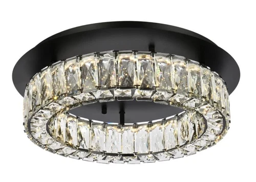 Crystal Foyer Dining Room Flush Mount Light Fixture Black Chandelier Lighting - Picture 3 of 8