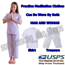 Thai Buddhist Meditation Clothing Set Unisex Cotton Shirt Pants