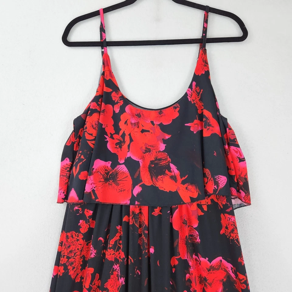 Buffalo платье женщин большой красный черный цветочный Festiva макси линия слоистый бак новый - Изображение 2 из 4