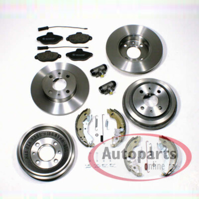 Bremsen Set vorne + Bremstrommeln + Radzylinder + Zubehör hinten für Ford Ka