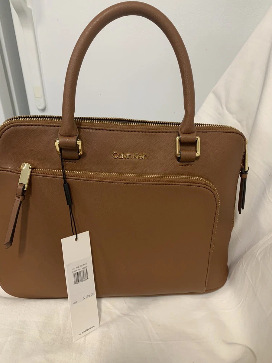 Calvin klein hudson saffiano 2025 leather satchel