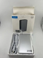 GaN 8-Port 200W USB C Fast Charging Station Silver/White HX100P7 Adapter