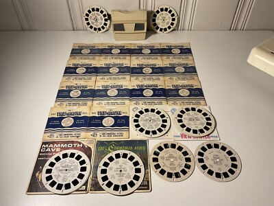 Vintage 1960's View-Master Viewer Lot With 30 Film Strip Reels Tested and Works