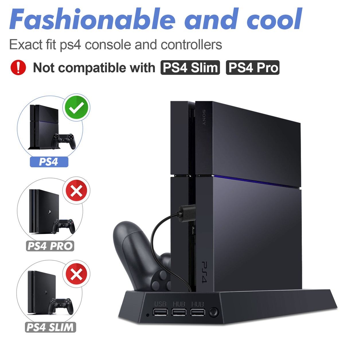 For PS4 Controller Vertical Stand Cooling Fan Charging Dock