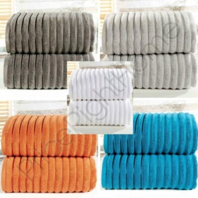 Gerippt 2 Teile Handtuch Ballen Badelaken Set 100% Baumwolle