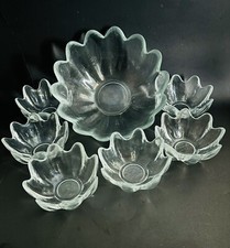 Set Of 7 1961 Blenko Crystal Glass Petal Bowls 6143L 6143S Winter Core Husted