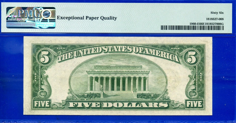 1934D $5 Federal Reserve Note PMG 66EPQ 2nd highest graded EA Block Fr 1960-E - Image 4 of 4