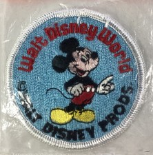 Walt Disney Mickey Mouse Patch Vintage 1970s Round Blue NOS Sealed