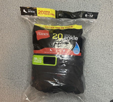 Hanes Men  s Socks Black 20 Pairs Ankle Socks Moisture Wicking Comfort Fabric