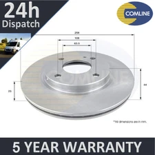 Fits Ford Fiesta 2008- Ka 2016- + Other Models Comline Front Brake Disc #1