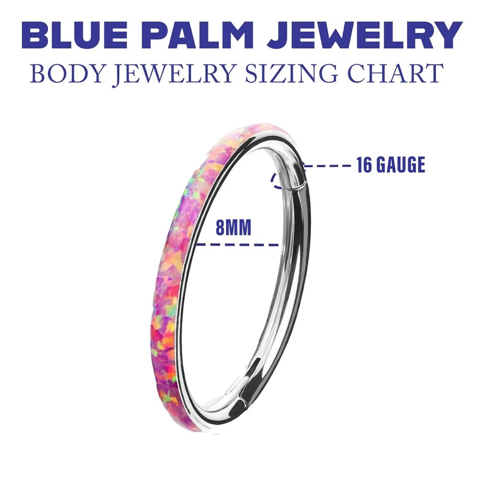 1 16 GA 5/16" Rosa Ópalo Borde Orbital Pendiente Tabique Oreja Bisagras Hélice Tragus C304 Foto 2 de 4