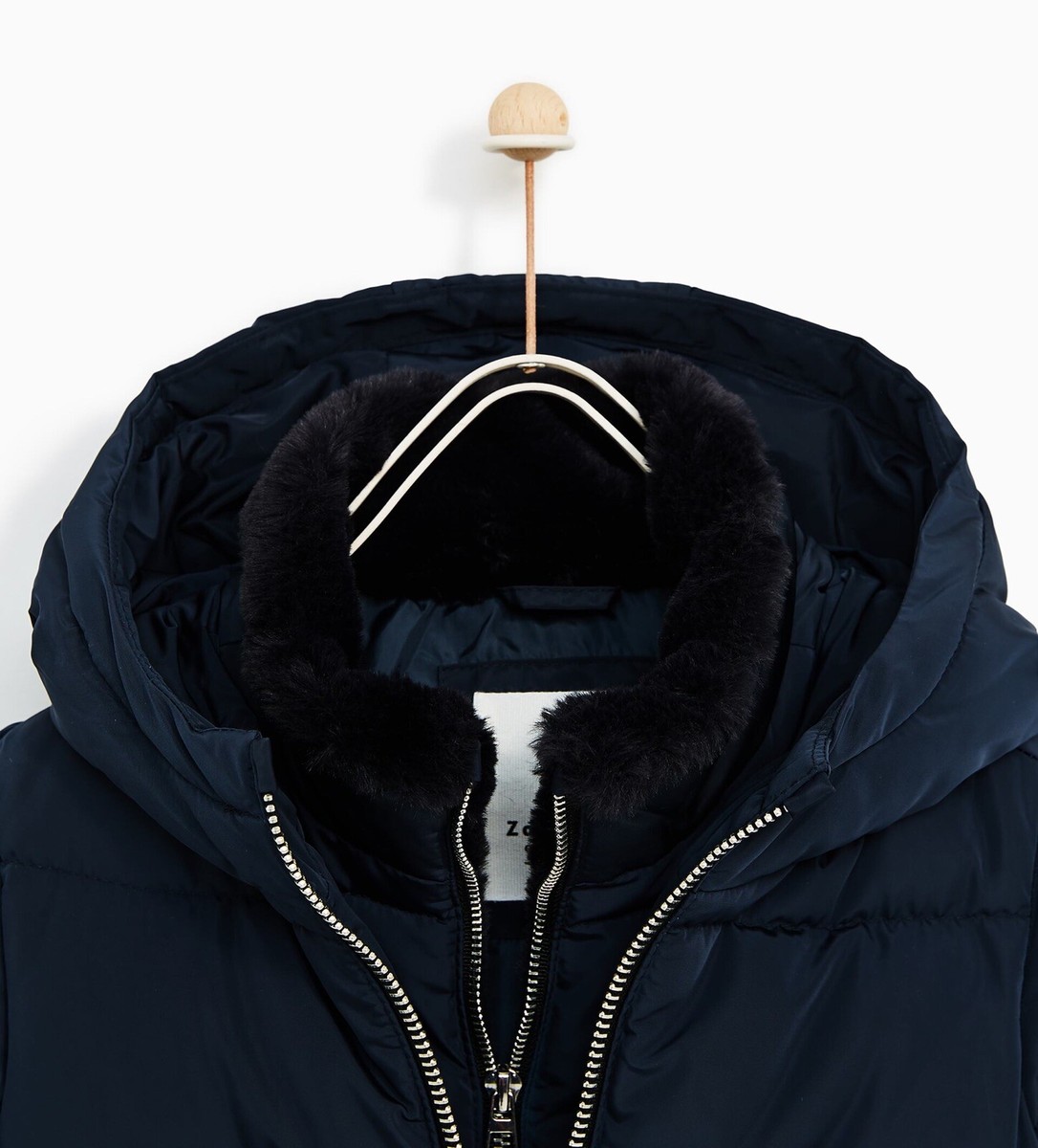 ZARA アウター Zara Kids Girl Down Puffer Jacket With Faux Fur Collar Blue