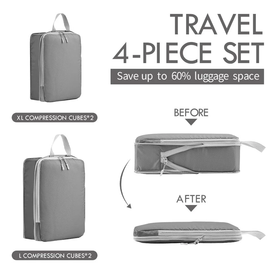 Koffer Organizer Set 4-teilig,Packing Cubes,Kompressions Kofferorganizer Ultr... - Bild 3 von 4